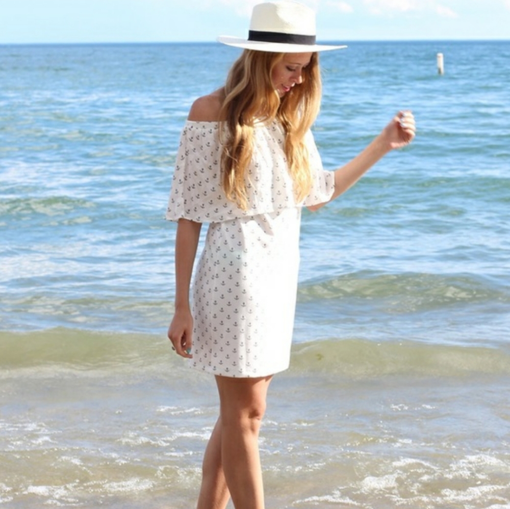 ZARA Anchor Off-Shoulder Dress size S